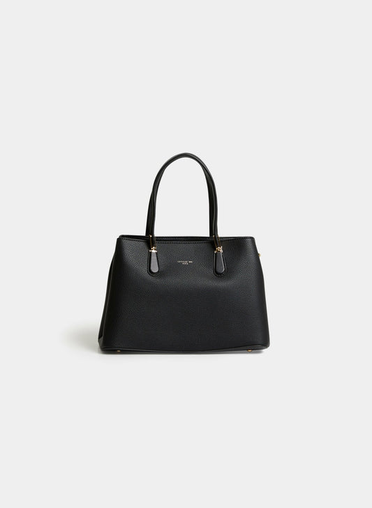 Women A-Shape Vegan Leather Handbag Black | Melanie Lyne