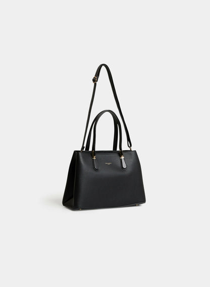 Women A-Shape Vegan Leather Handbag Black | Melanie Lyne