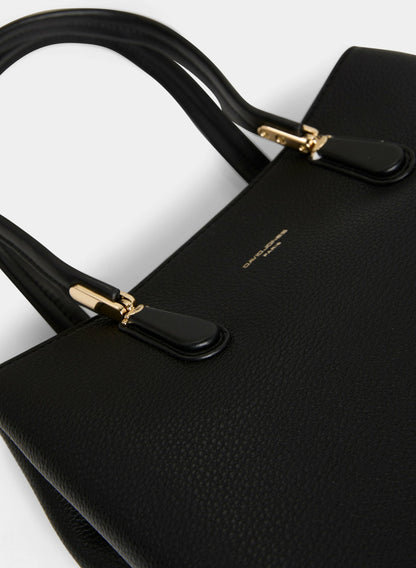 Women A-Shape Vegan Leather Handbag Black | Melanie Lyne