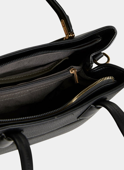 Women A-Shape Vegan Leather Handbag Black | Melanie Lyne