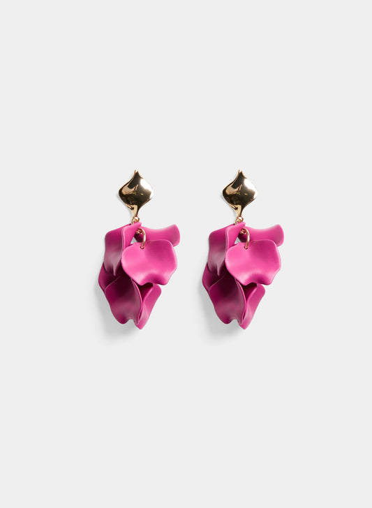 Women Petal Pendant Drop Earrings Fuchsia | Melanie Lyne