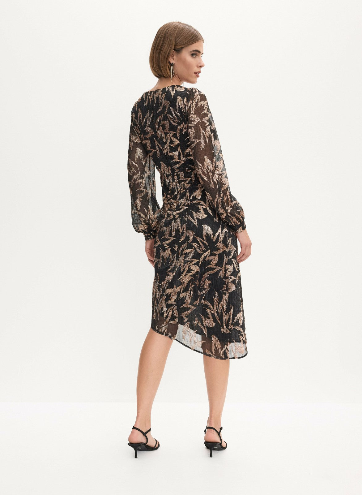 Women Adrianna Papell- Floral Print Faux Wrap Dress Rose Gold | Melanie Lyne