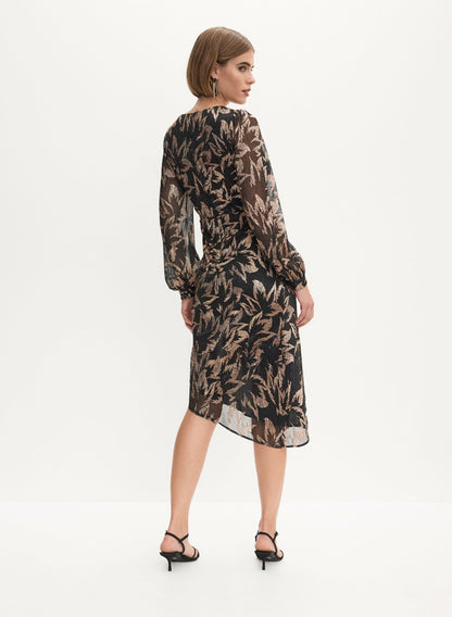 Women Adrianna Papell- Floral Print Faux Wrap Dress Rose Gold | Melanie Lyne