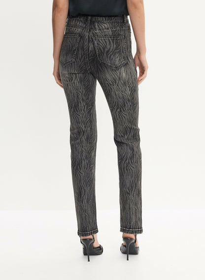 Women Zebra Print Straight Leg Jeans Black Pattern | Melanie Lyne