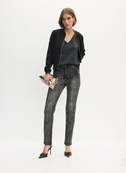 Women Zebra Print Straight Leg Jeans Black Pattern | Melanie Lyne