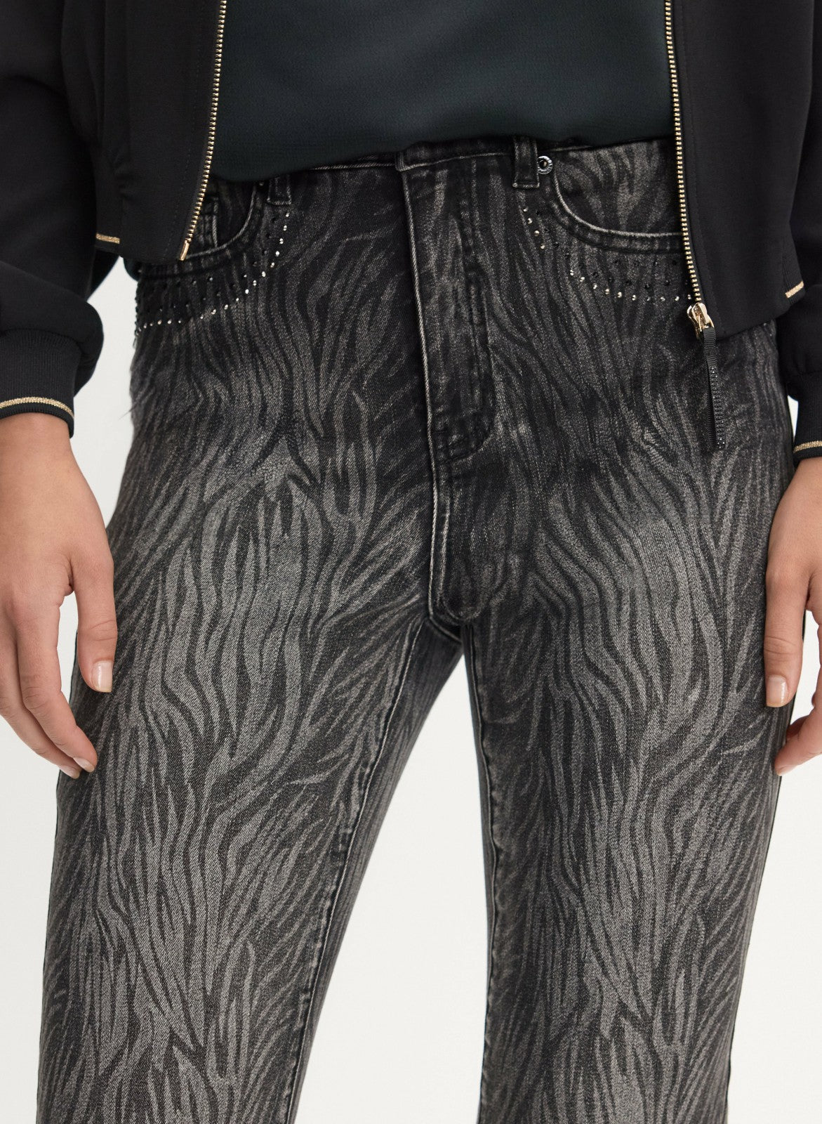 Women Zebra Print Straight Leg Jeans Black Pattern | Melanie Lyne