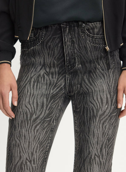 Women Zebra Print Straight Leg Jeans Black Pattern | Melanie Lyne
