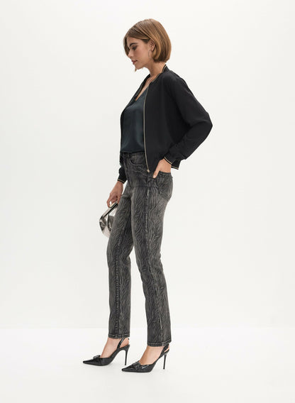 Women Zebra Print Straight Leg Jeans Black Pattern | Melanie Lyne