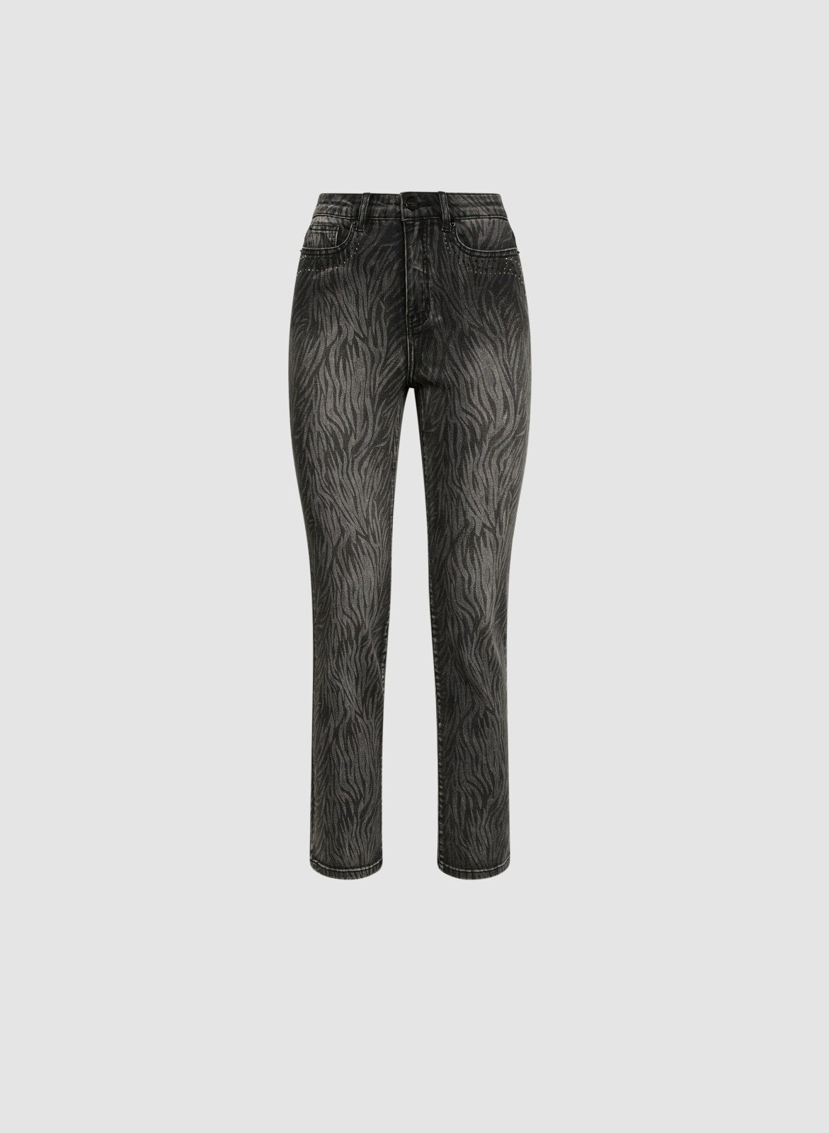 Women Zebra Print Straight Leg Jeans Black Pattern | Melanie Lyne