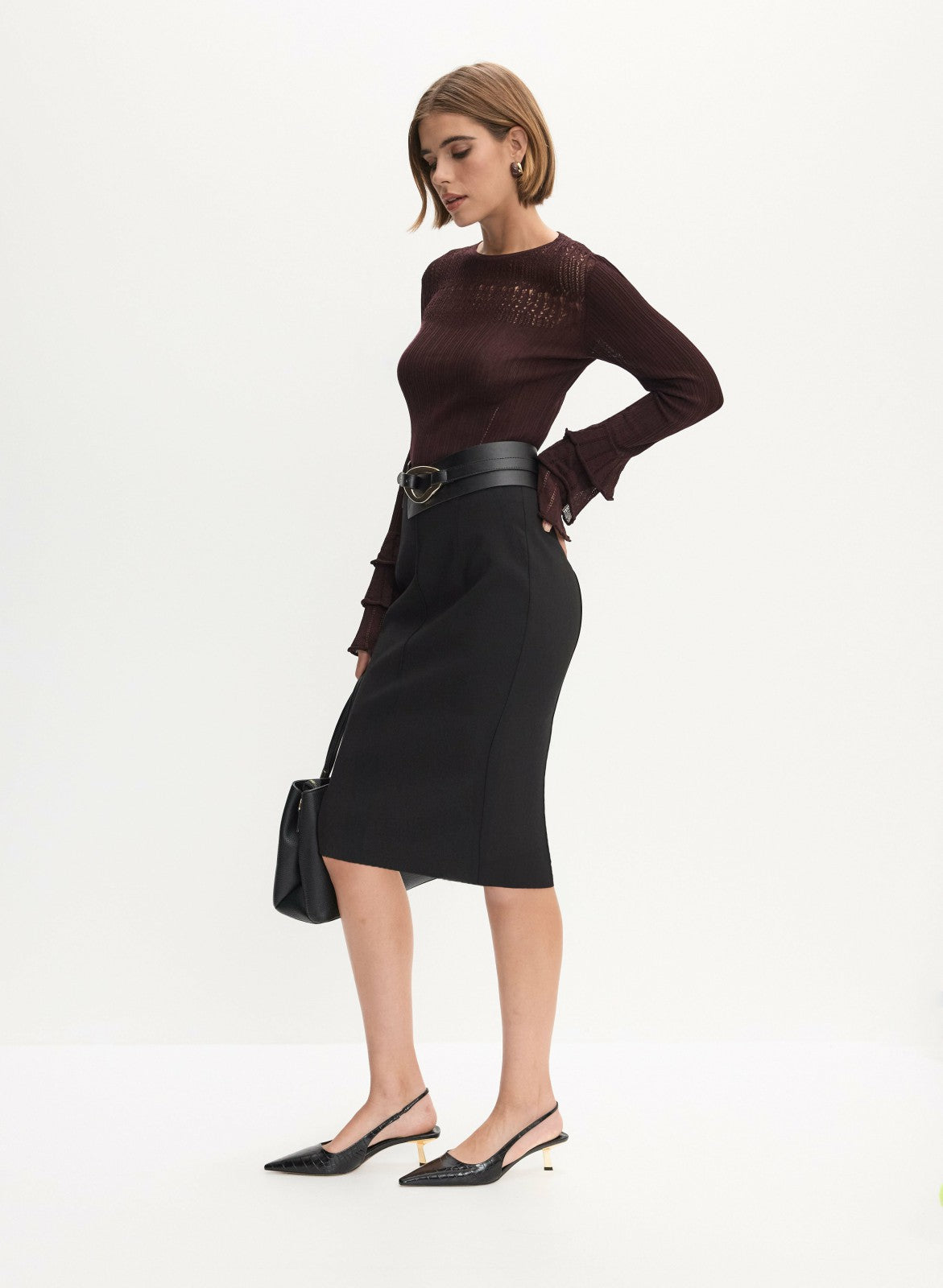 Women Midi Pencil Skirt Black | Melanie Lyne