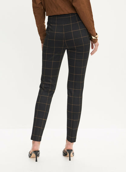 Women Plaid Print Slim Leg Pants Black Pattern | Melanie Lyne
