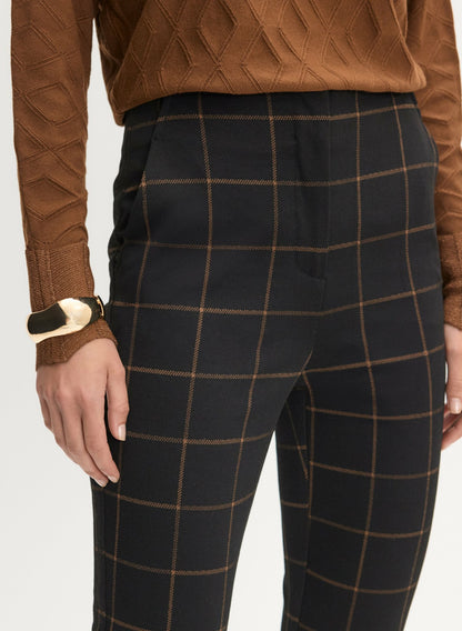Women Plaid Print Slim Leg Pants Black Pattern | Melanie Lyne