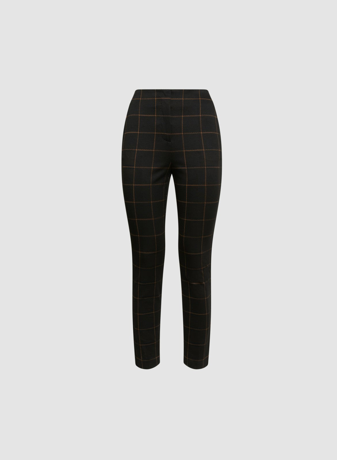 Women Plaid Print Slim Leg Pants Black Pattern | Melanie Lyne