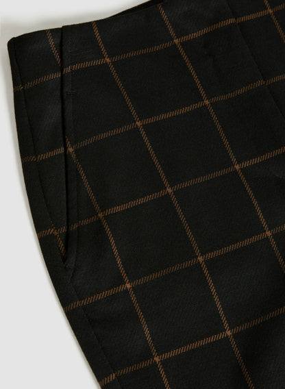 Women Plaid Print Slim Leg Pants Black Pattern | Melanie Lyne