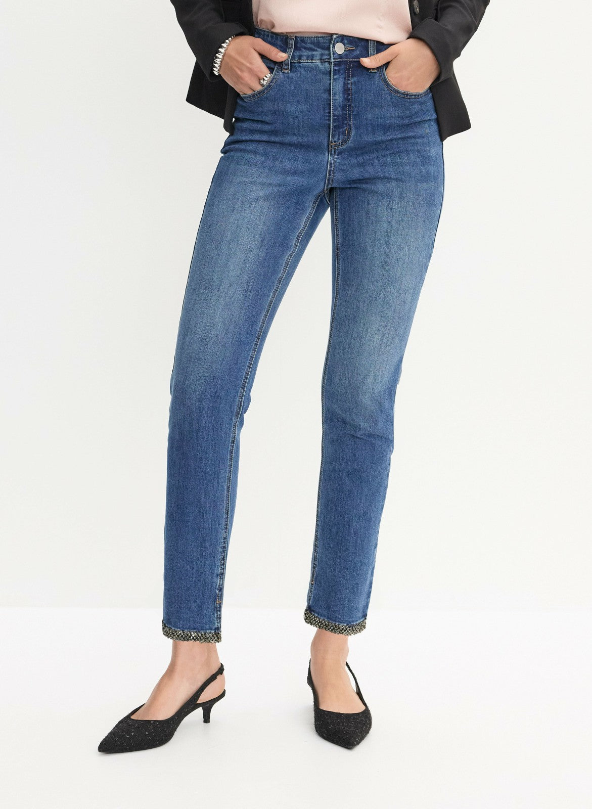 Women Embellished Hem Detail Jeans Sand | Melanie Lyne