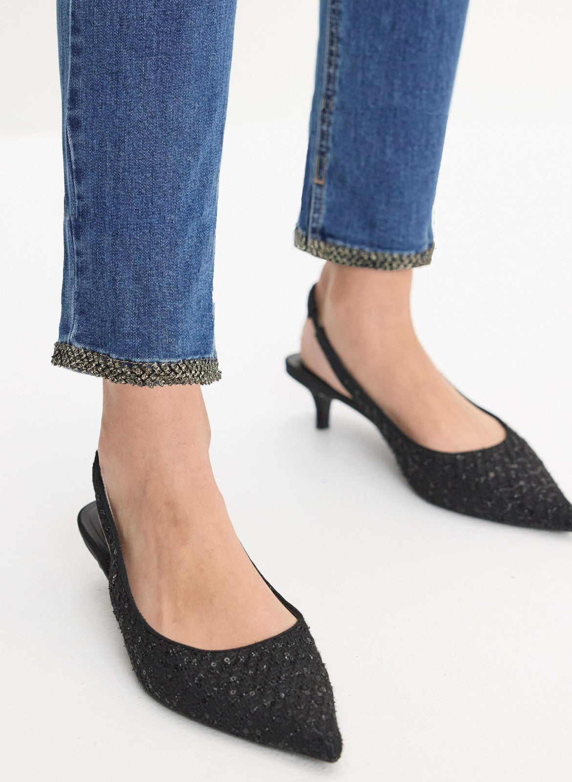Women Embellished Hem Detail Jeans Sand | Melanie Lyne