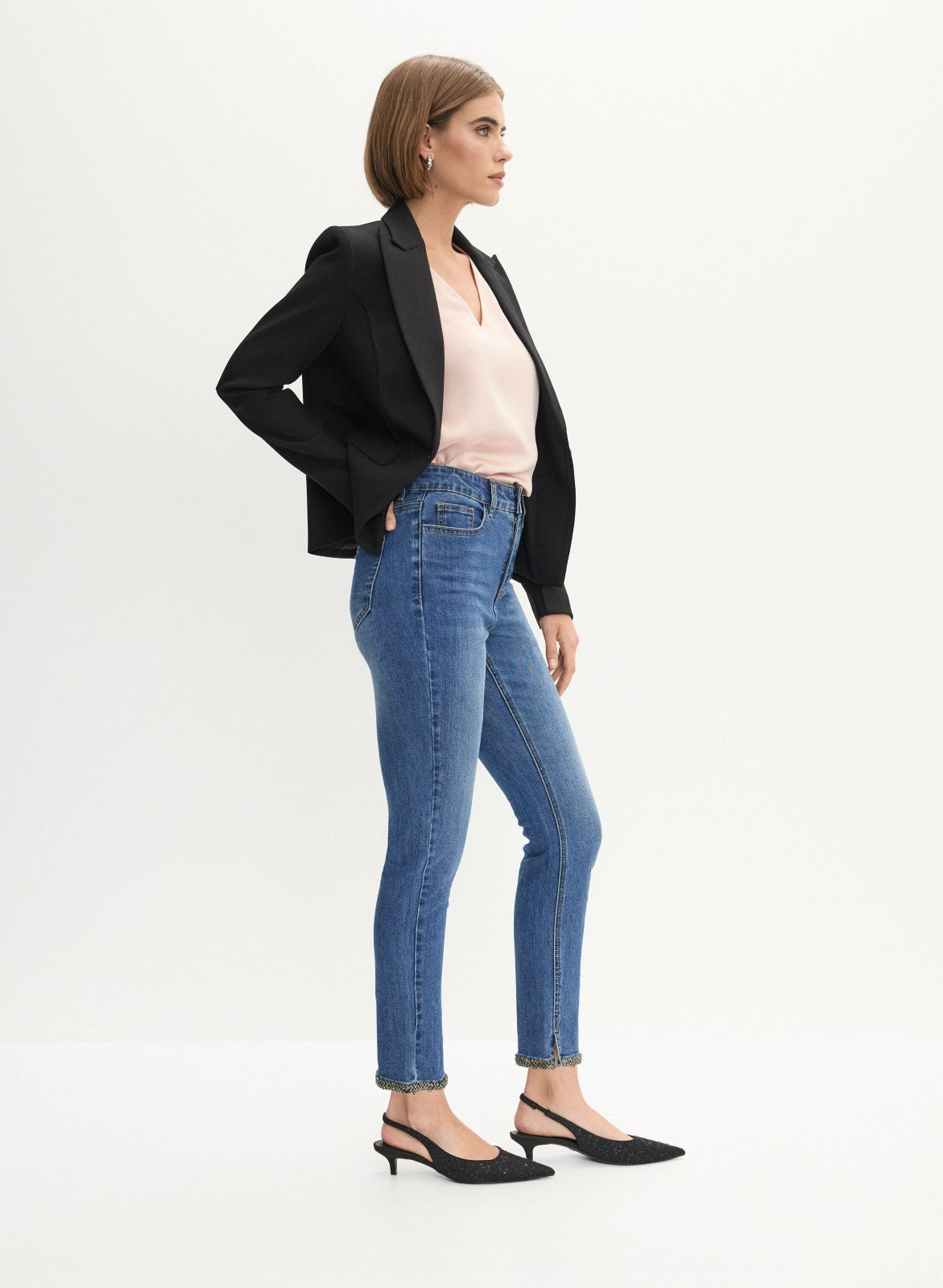 Women Embellished Hem Detail Jeans Sand | Melanie Lyne
