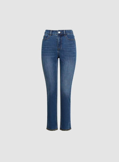 Women Embellished Hem Detail Jeans Sand | Melanie Lyne