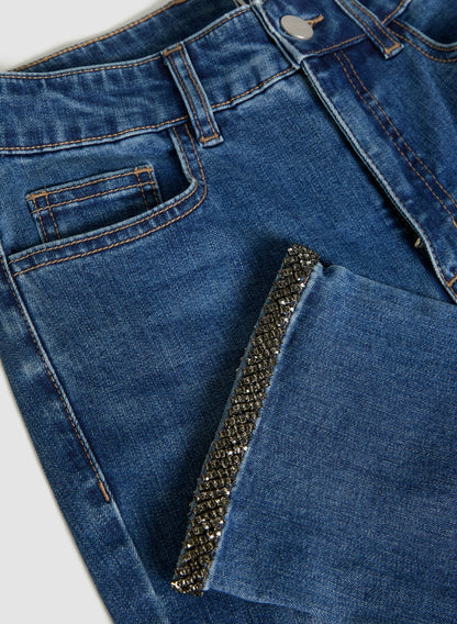 Women Embellished Hem Detail Jeans Sand | Melanie Lyne
