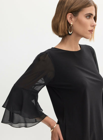 Women Chiffon Ruffle Sleeve Top Black | Melanie Lyne