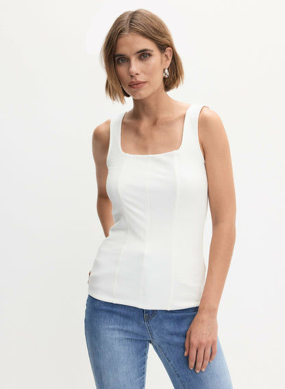 Women Square Neck Tank Top Ivory | Melanie Lyne