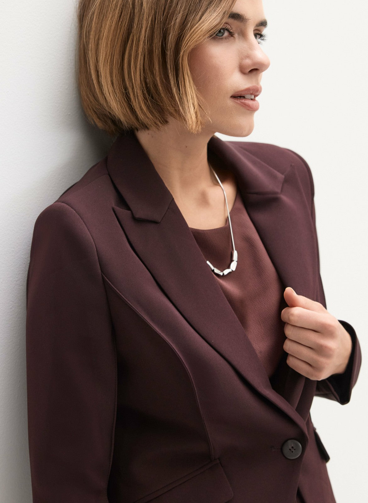 Women Single-Button Blazer Maroon | Melanie Lyne