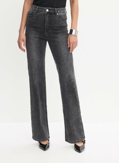 Women Rhinestone Embellished Wide Leg Jeans Storm | Melanie Lyne