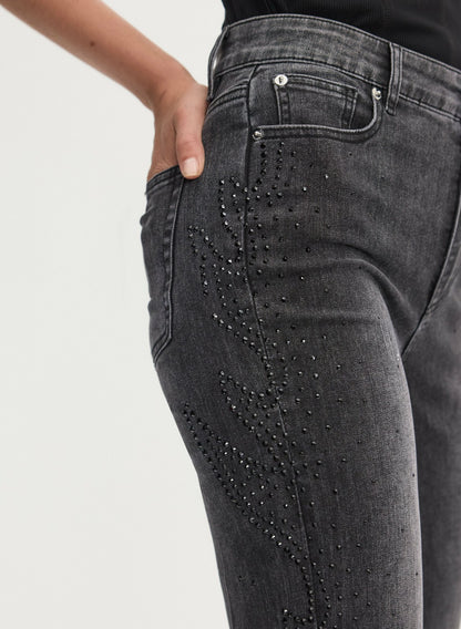 Women Rhinestone Embellished Wide Leg Jeans Storm | Melanie Lyne