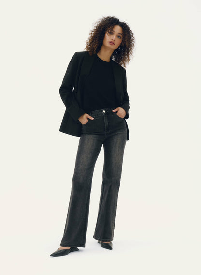 Women Rhinestone Embellished Wide Leg Jeans Storm | Melanie Lyne