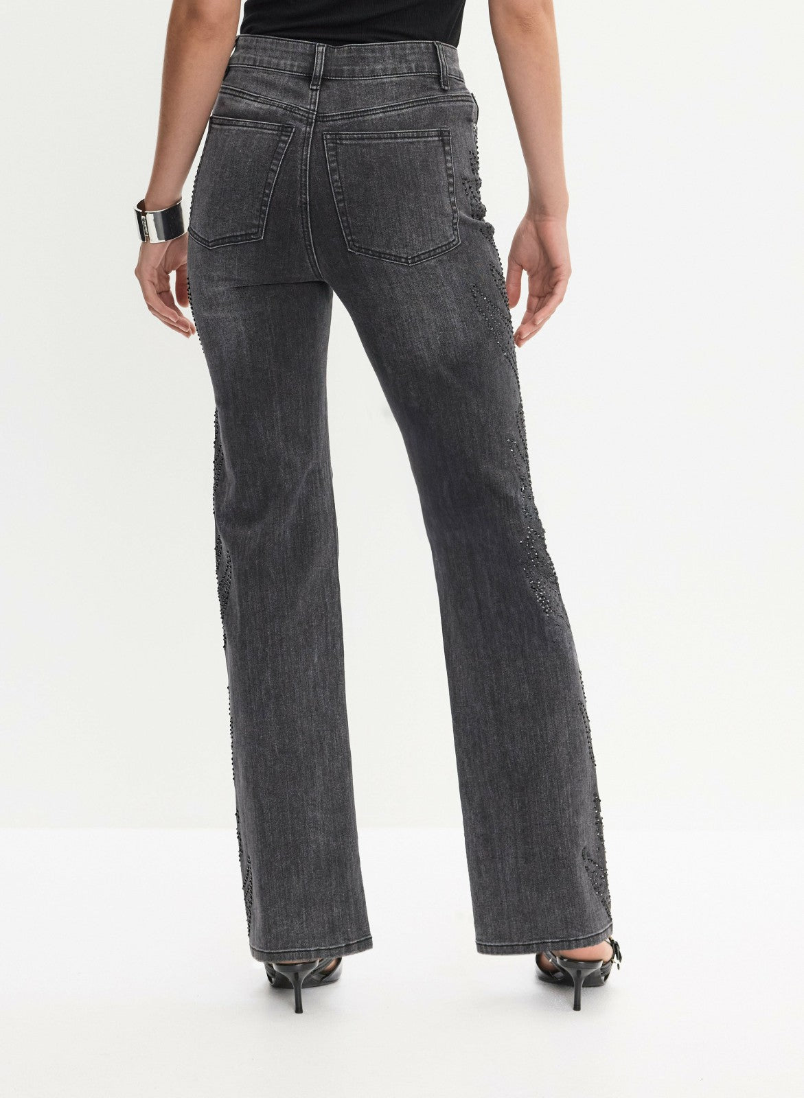 Women Rhinestone Embellished Wide Leg Jeans Storm | Melanie Lyne