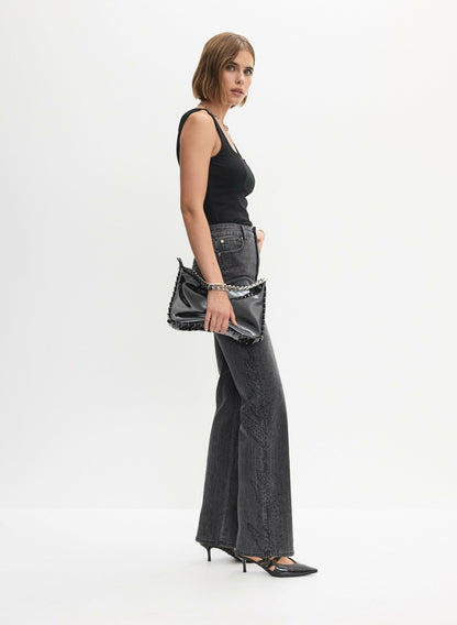 Women Rhinestone Embellished Wide Leg Jeans Storm | Melanie Lyne