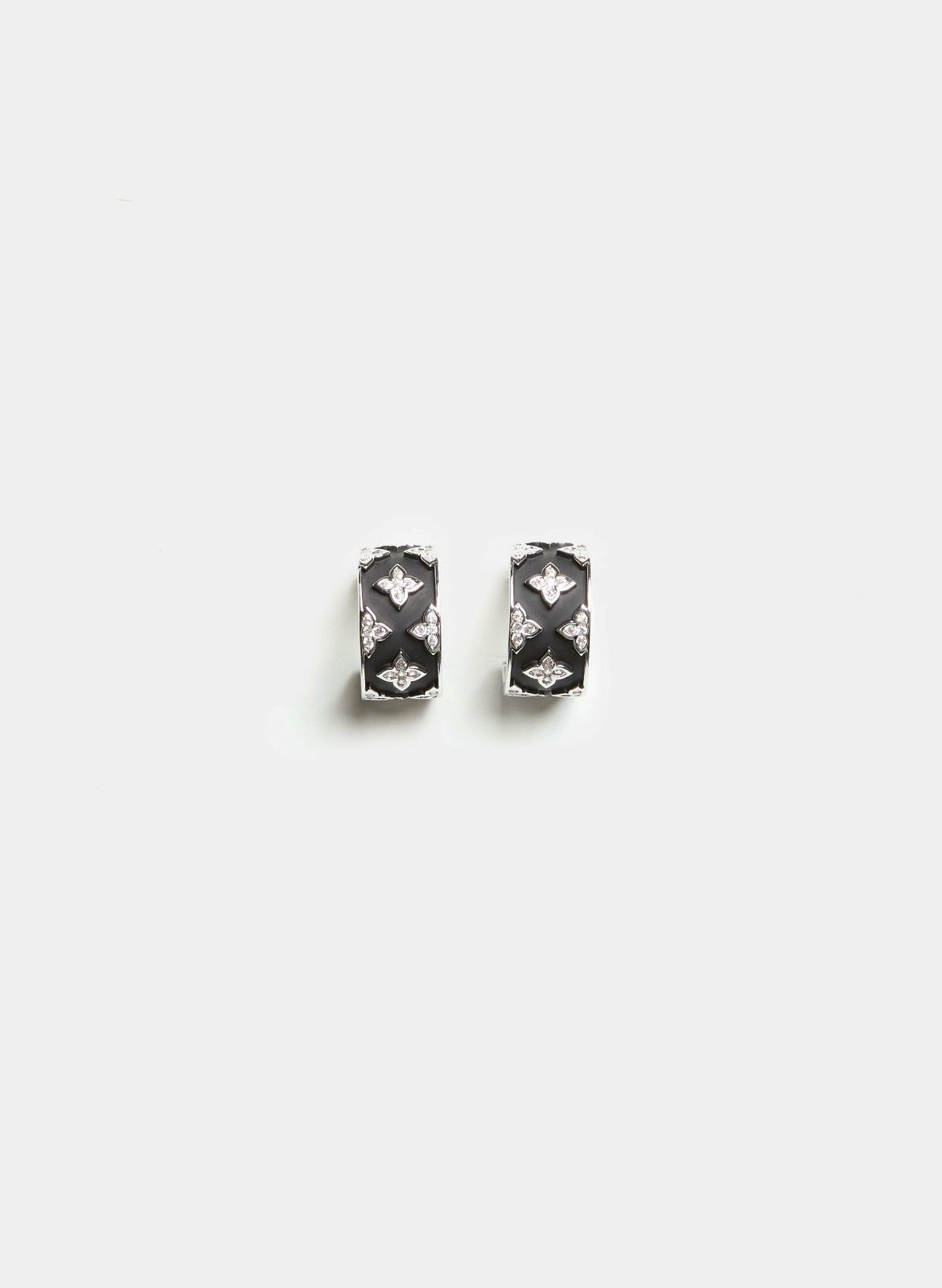 Women Cubic Zirconia Inset Hoop Earrings Black | Melanie Lyne