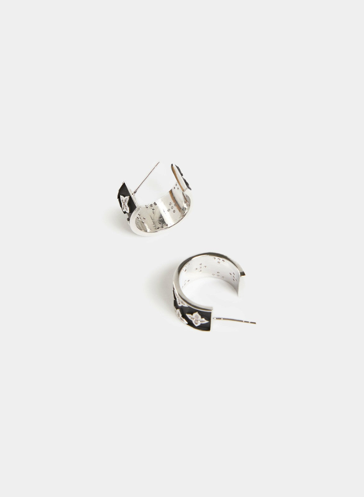 Women Cubic Zirconia Inset Hoop Earrings Black | Melanie Lyne