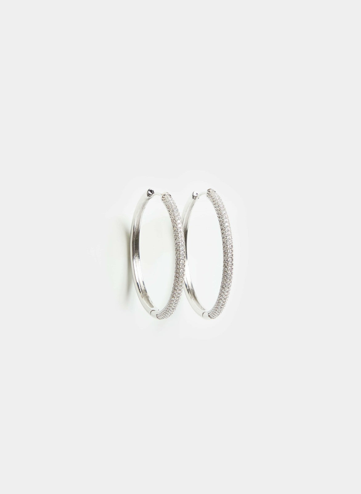 Women Crystal Detail Hoop Earrings Silver | Melanie Lyne