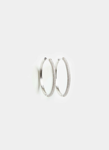 Women Crystal Detail Hoop Earrings Silver | Melanie Lyne