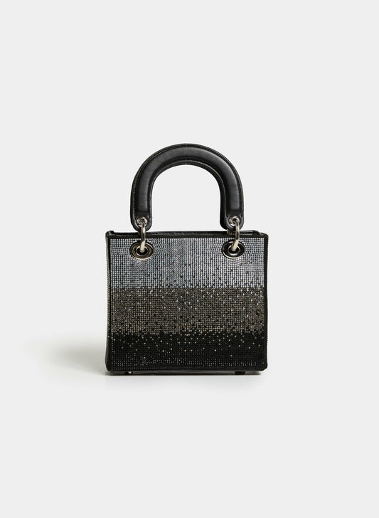 Women Crystal Embellished Box Clutch Black | Melanie Lyne