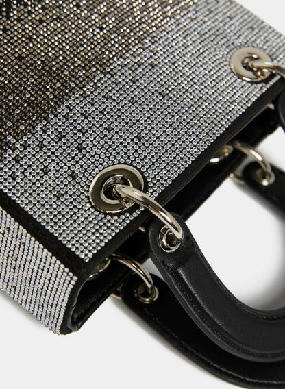 Women Crystal Embellished Box Clutch Black | Melanie Lyne