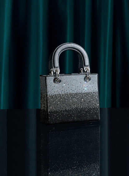 Women Crystal Embellished Box Clutch Black | Melanie Lyne
