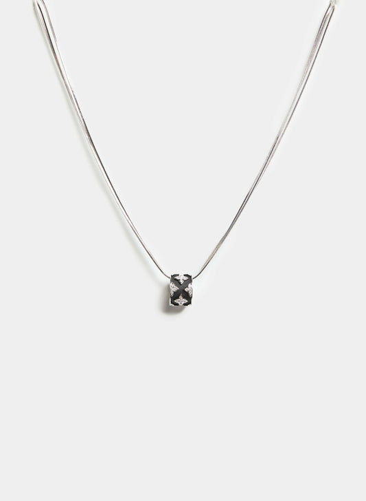 Women Cubic Zirconia Hoop Pendant Necklace Black | Melanie Lyne