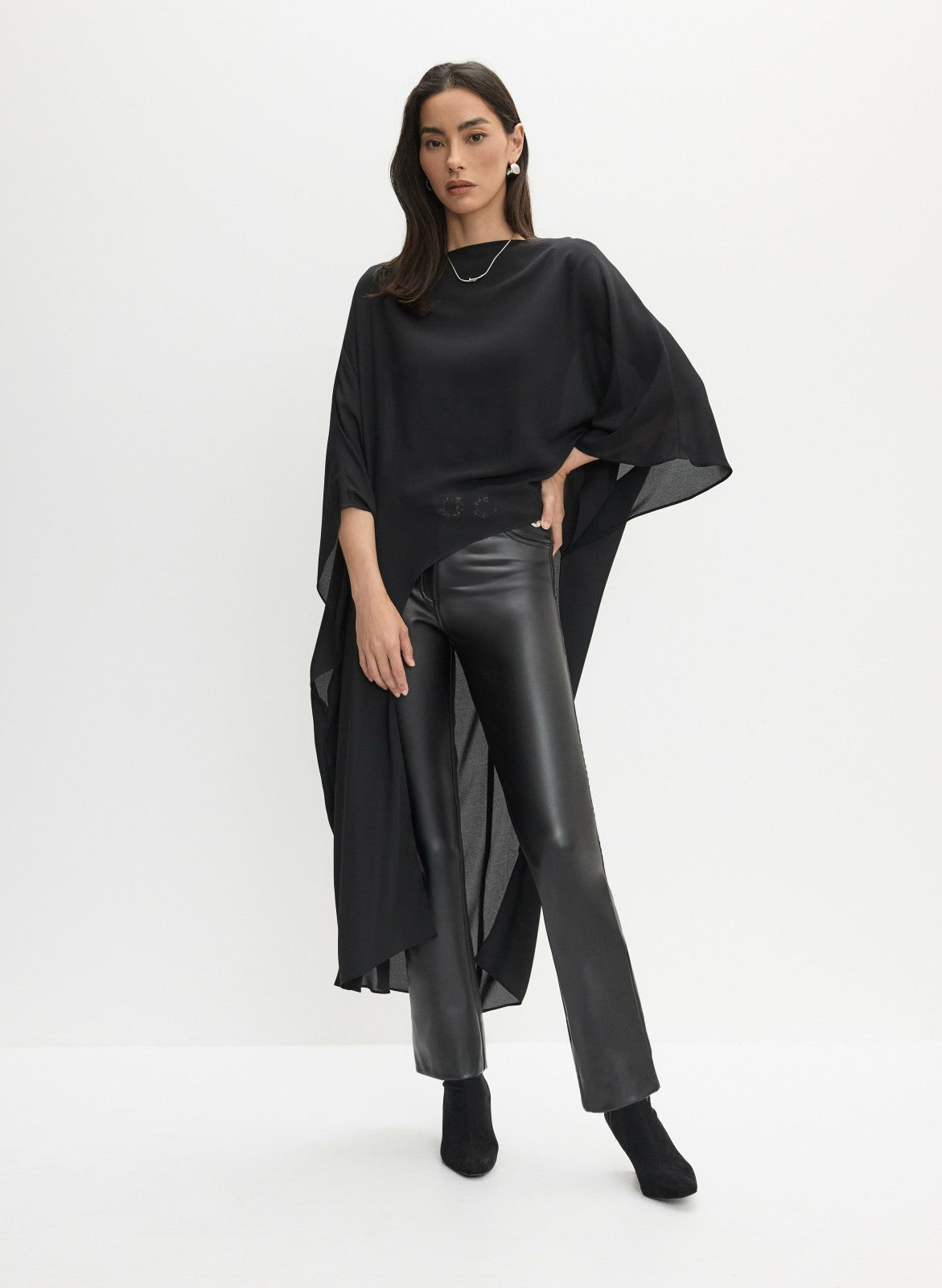Women Joseph Ribkoff - 3/4 Sleeve Chiffon Blouse Black | Melanie Lyne