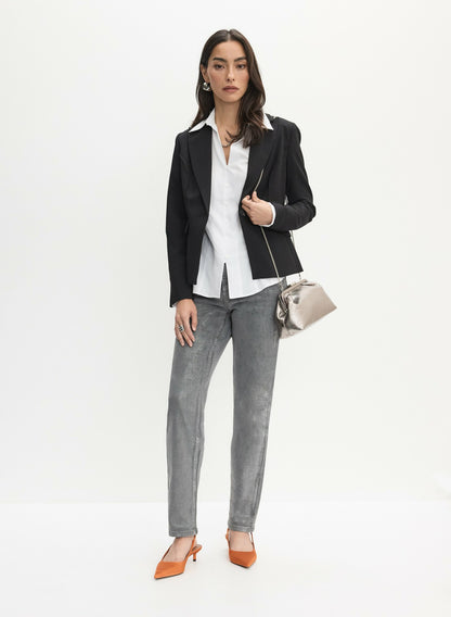 Women Metallic Straight Leg Jeans Grey Fog | Melanie Lyne