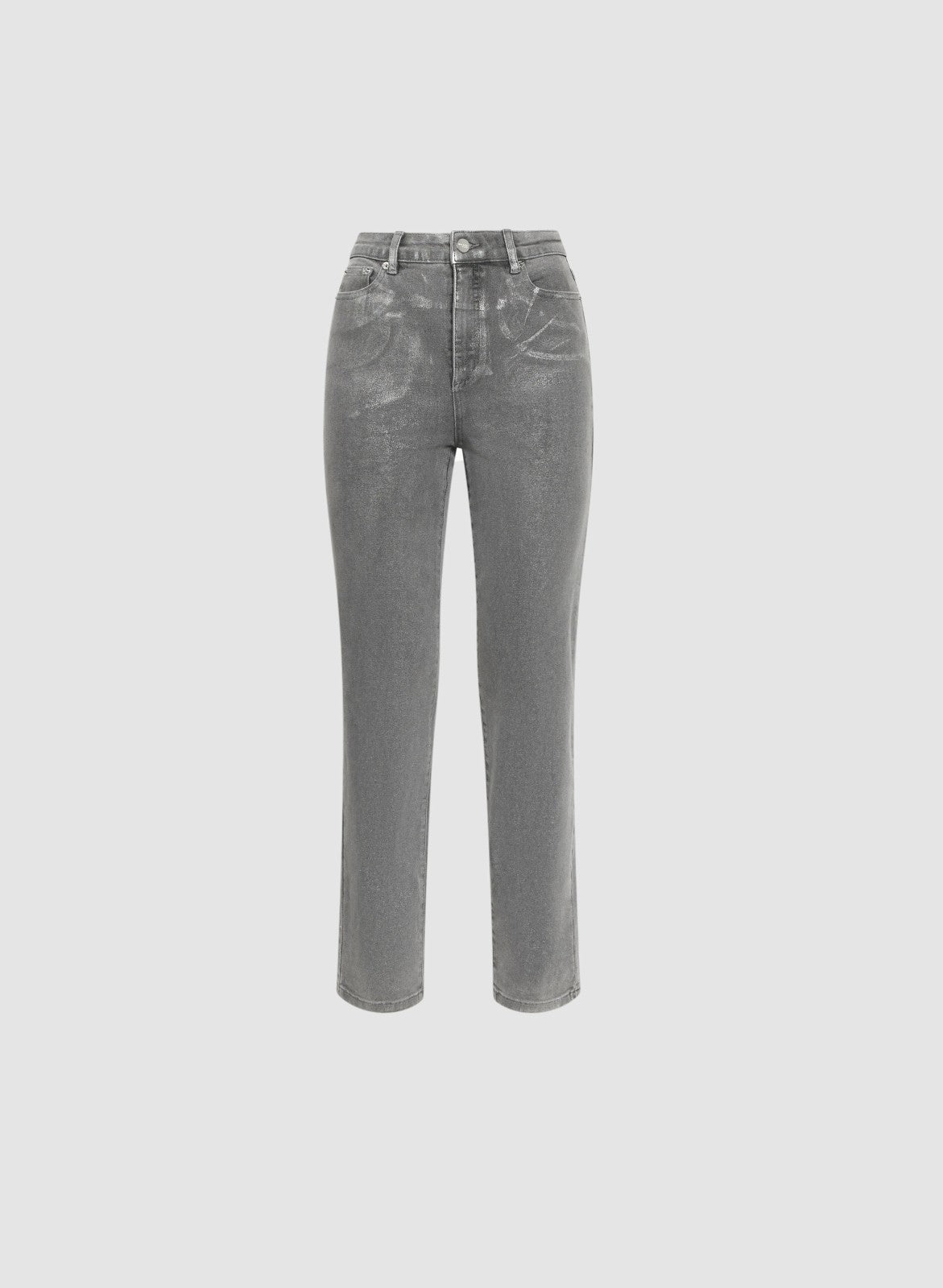 Women Metallic Straight Leg Jeans Grey Fog | Melanie Lyne