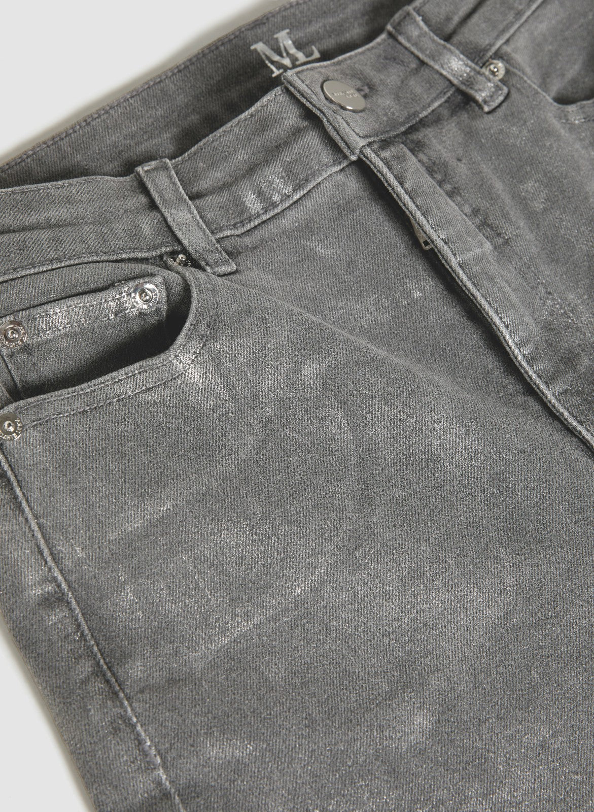 Women Metallic Straight Leg Jeans Grey Fog | Melanie Lyne