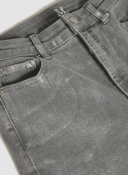 Women Metallic Straight Leg Jeans Grey Fog | Melanie Lyne