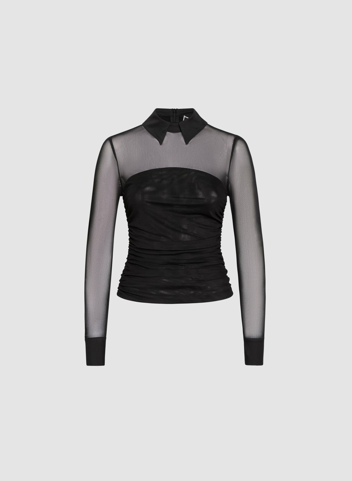 Women Sheer Detail Mesh Top Black | Melanie Lyne
