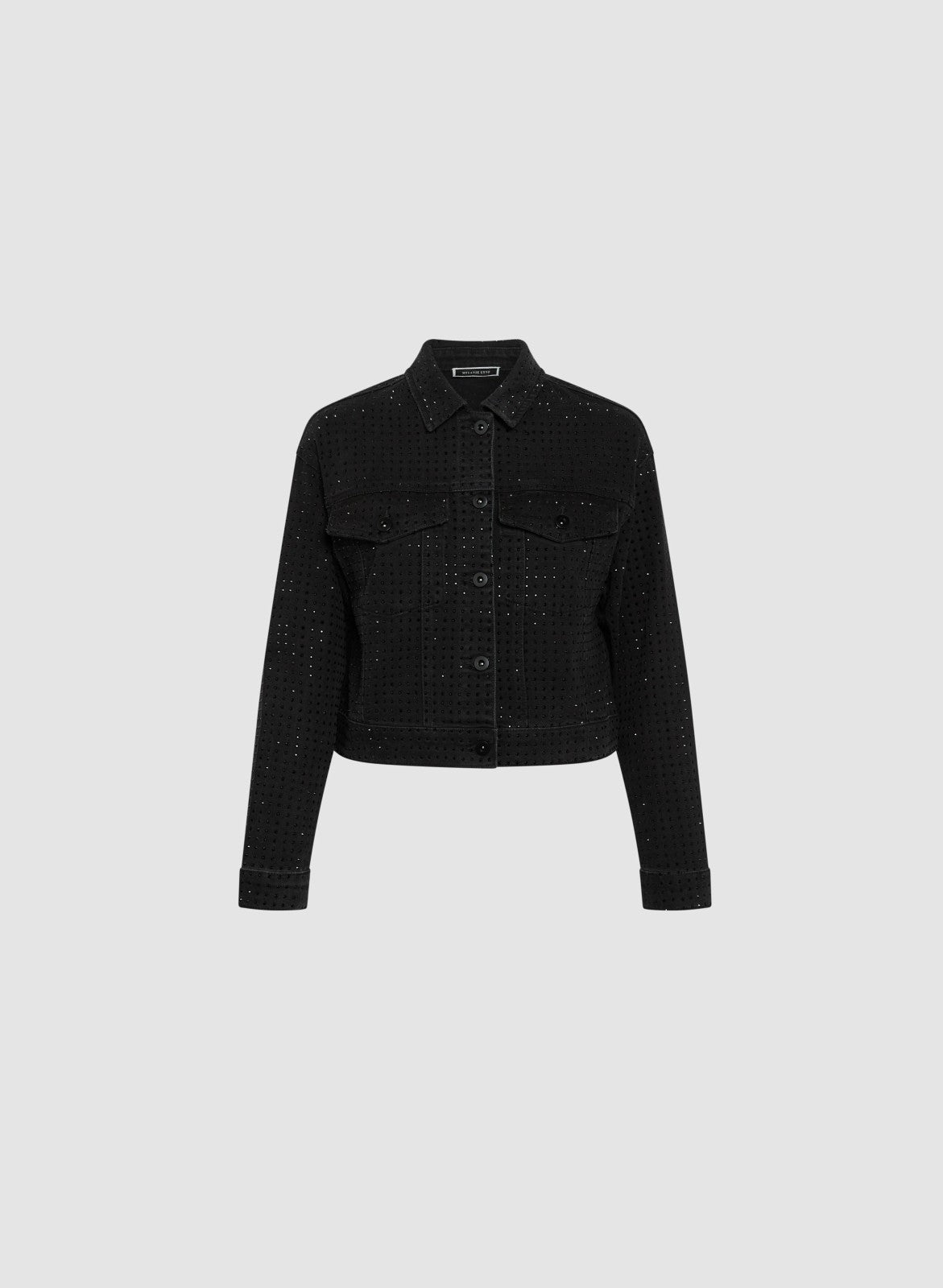 Women Rhinestone Detail Denim Jacket Black | Melanie Lyne