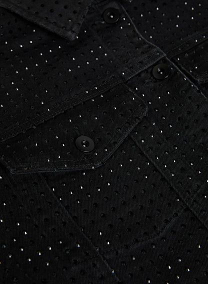 Women Rhinestone Detail Denim Jacket Black | Melanie Lyne