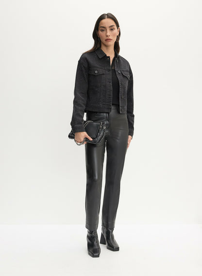Women Rhinestone Detail Denim Jacket Black | Melanie Lyne