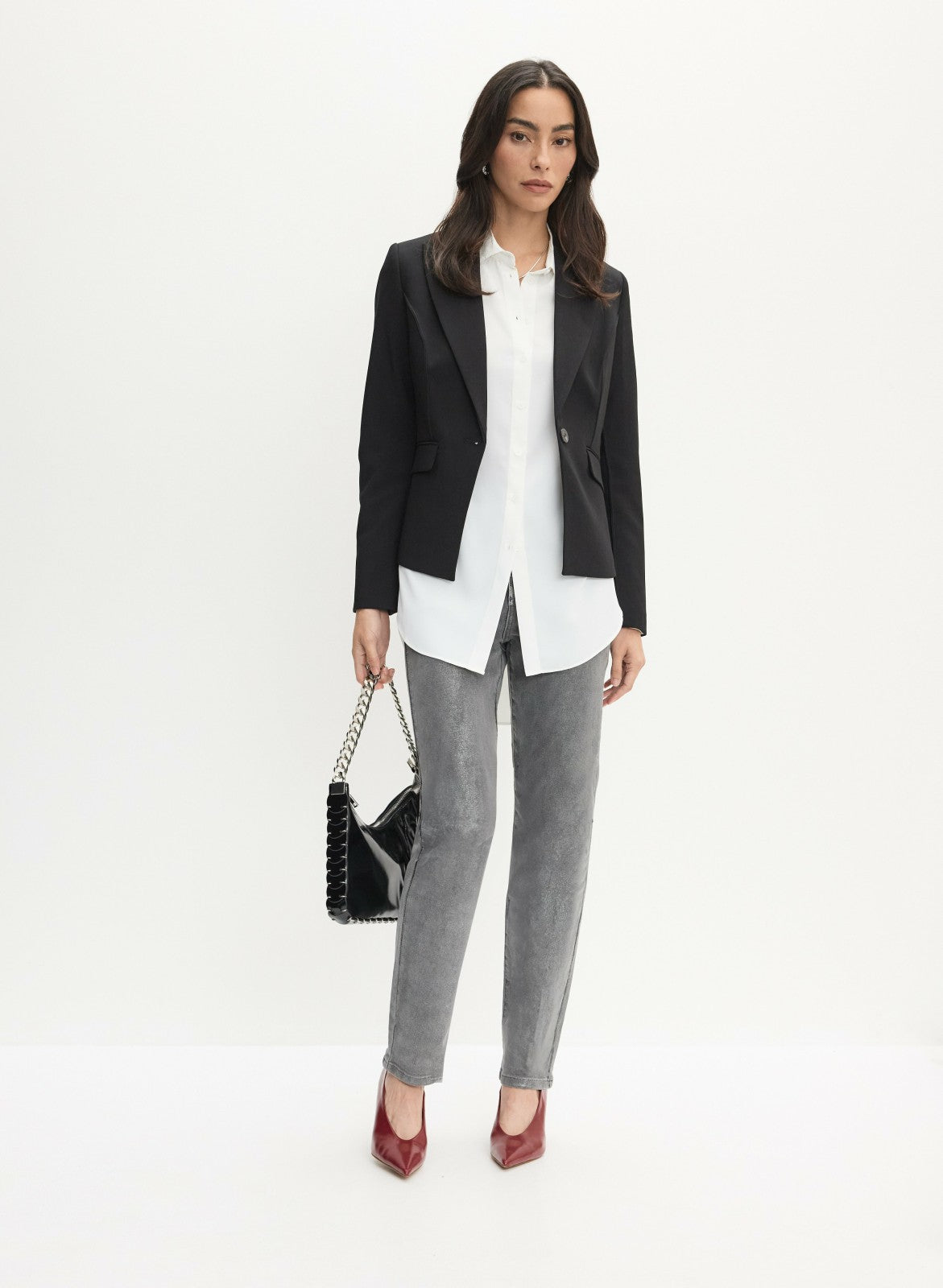 Women Button-Up Long Sleeve Blouse Ivory | Melanie Lyne