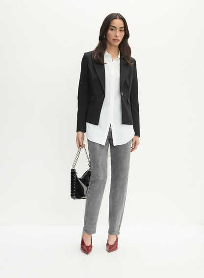 Women Button-Up Long Sleeve Blouse Ivory | Melanie Lyne